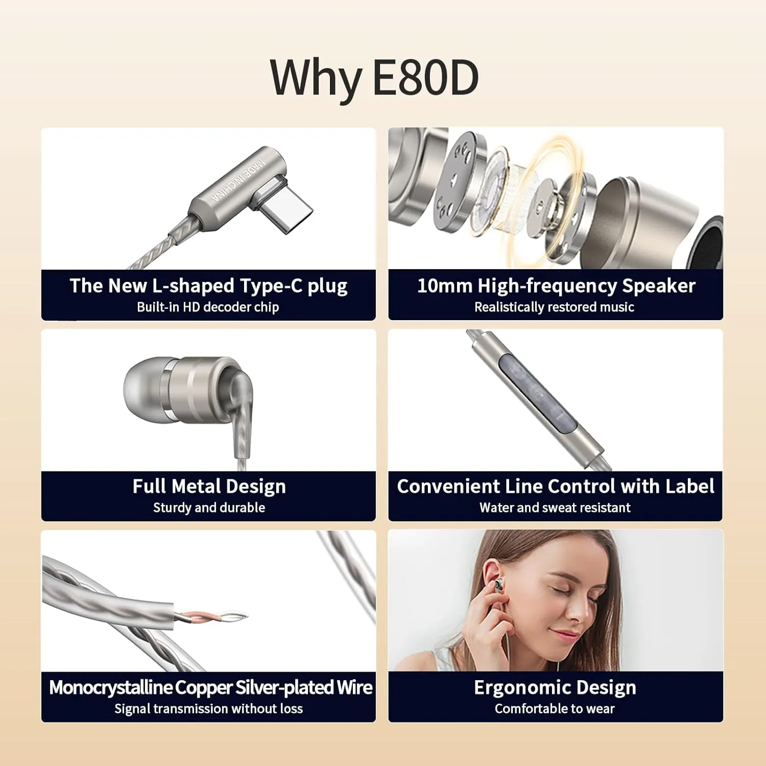 SoundMAGIC E80D - In Ear med USB-C kontakt Dark Gun - Bild 3